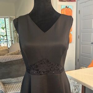 Connected Apparel Black Dress with Lace Detail